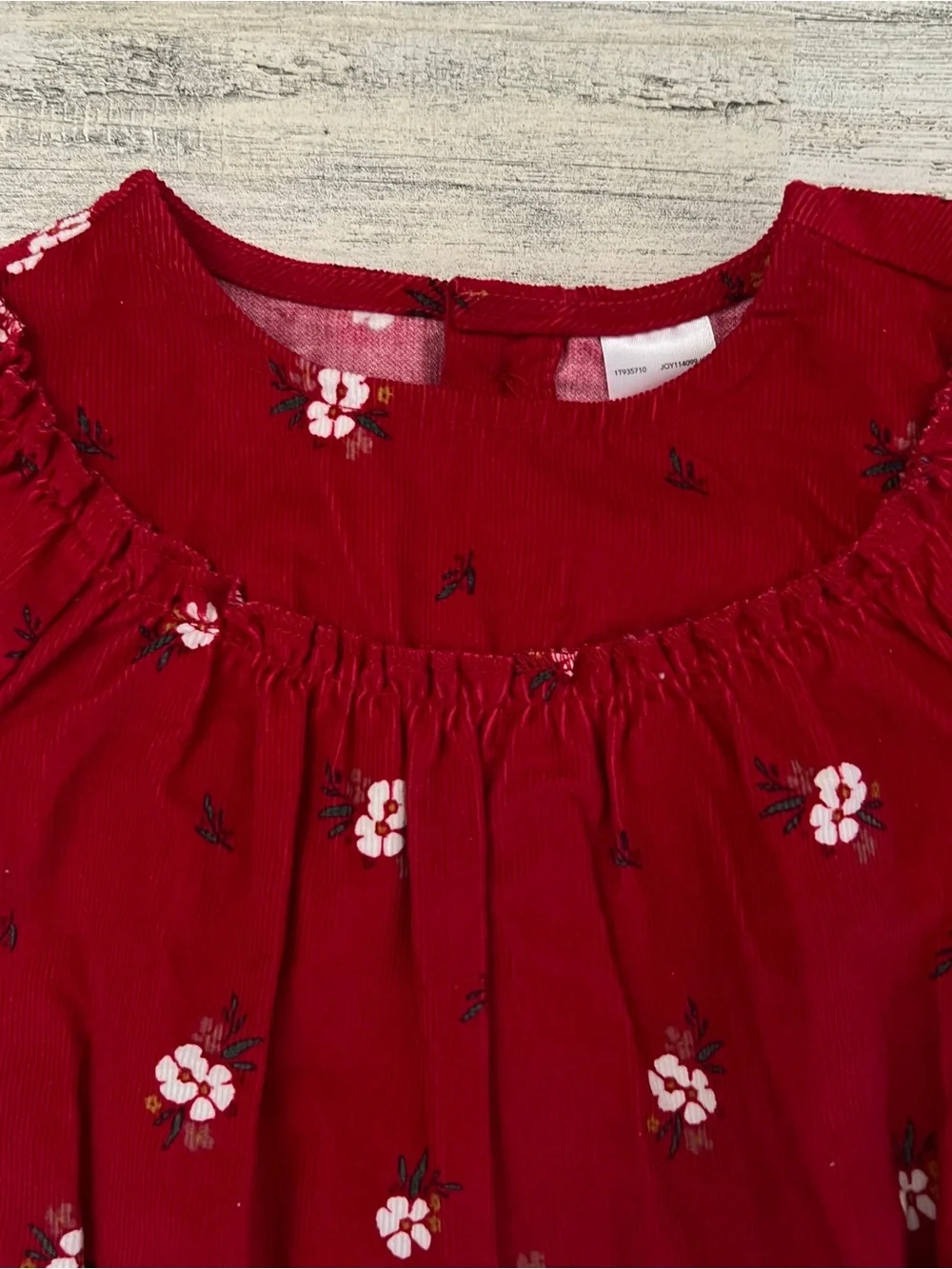 Carter’s Floral Corduroy Bubble Romper Cranberry Red Baby Girl 9M